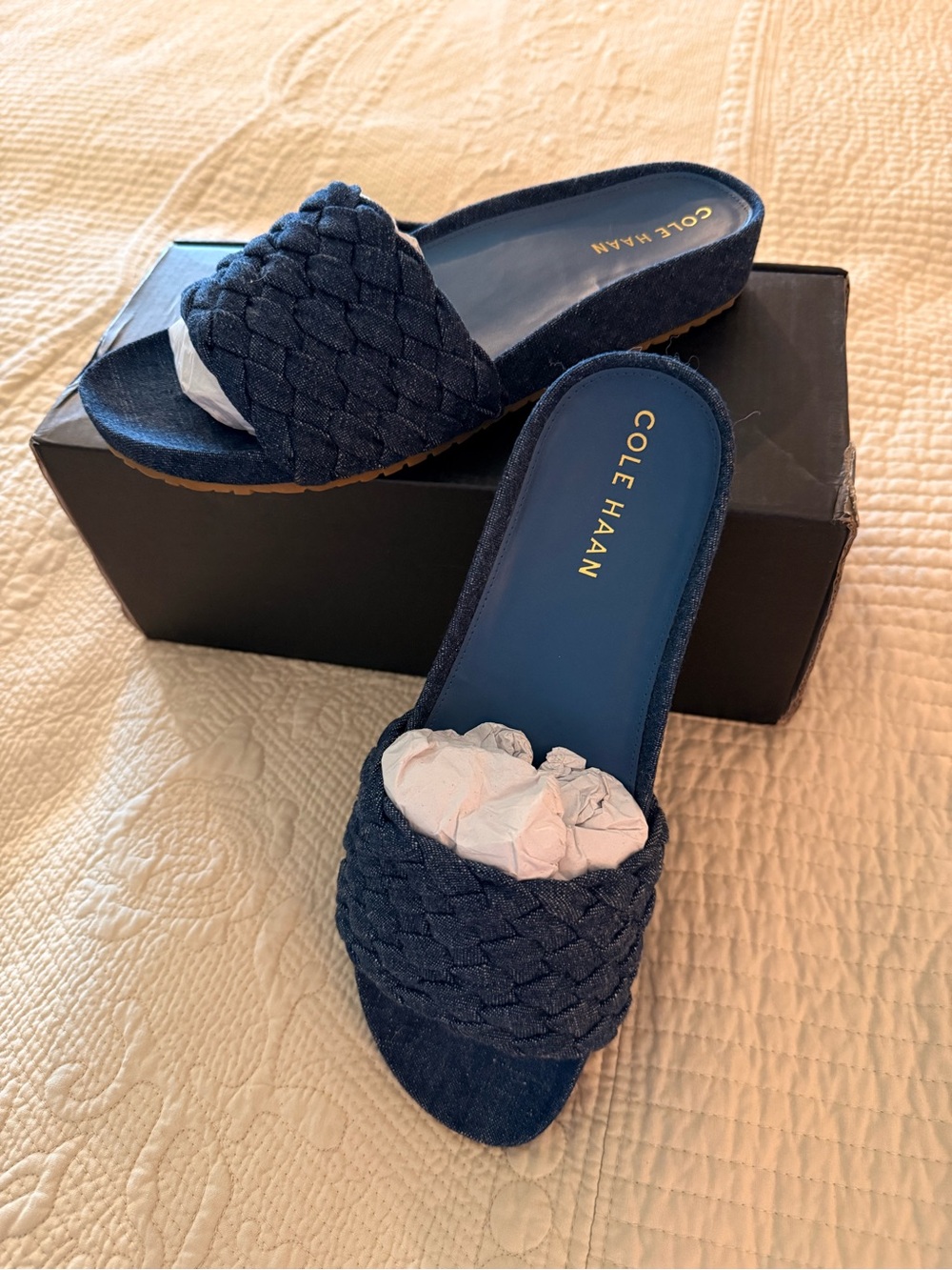 Cole Haan Blue Slip-On Loafer with Denim Texture